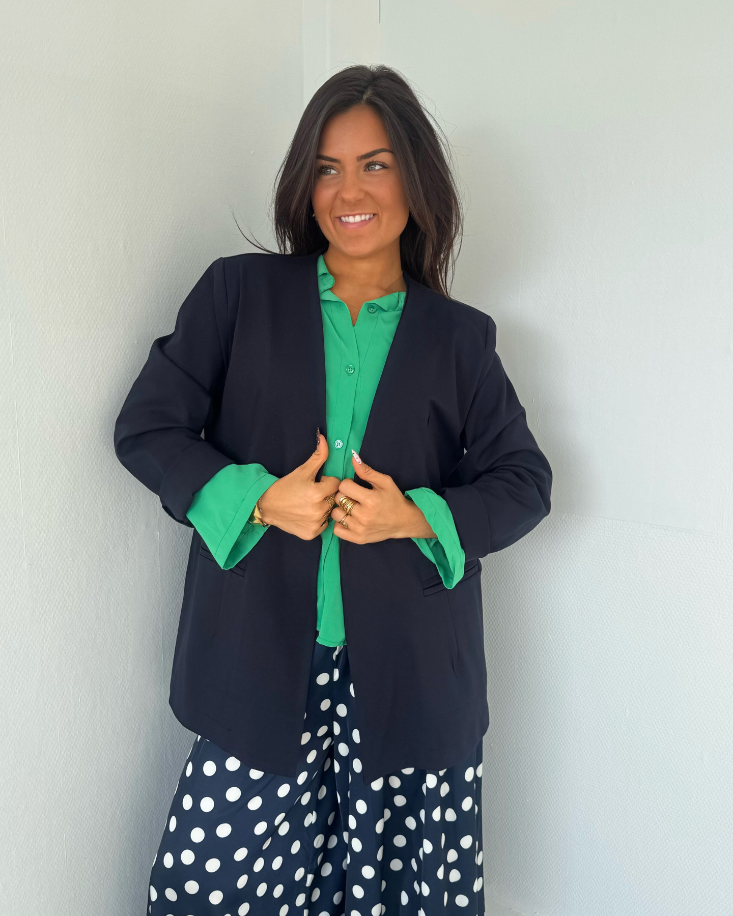 Blazer ceinturé bleu marine