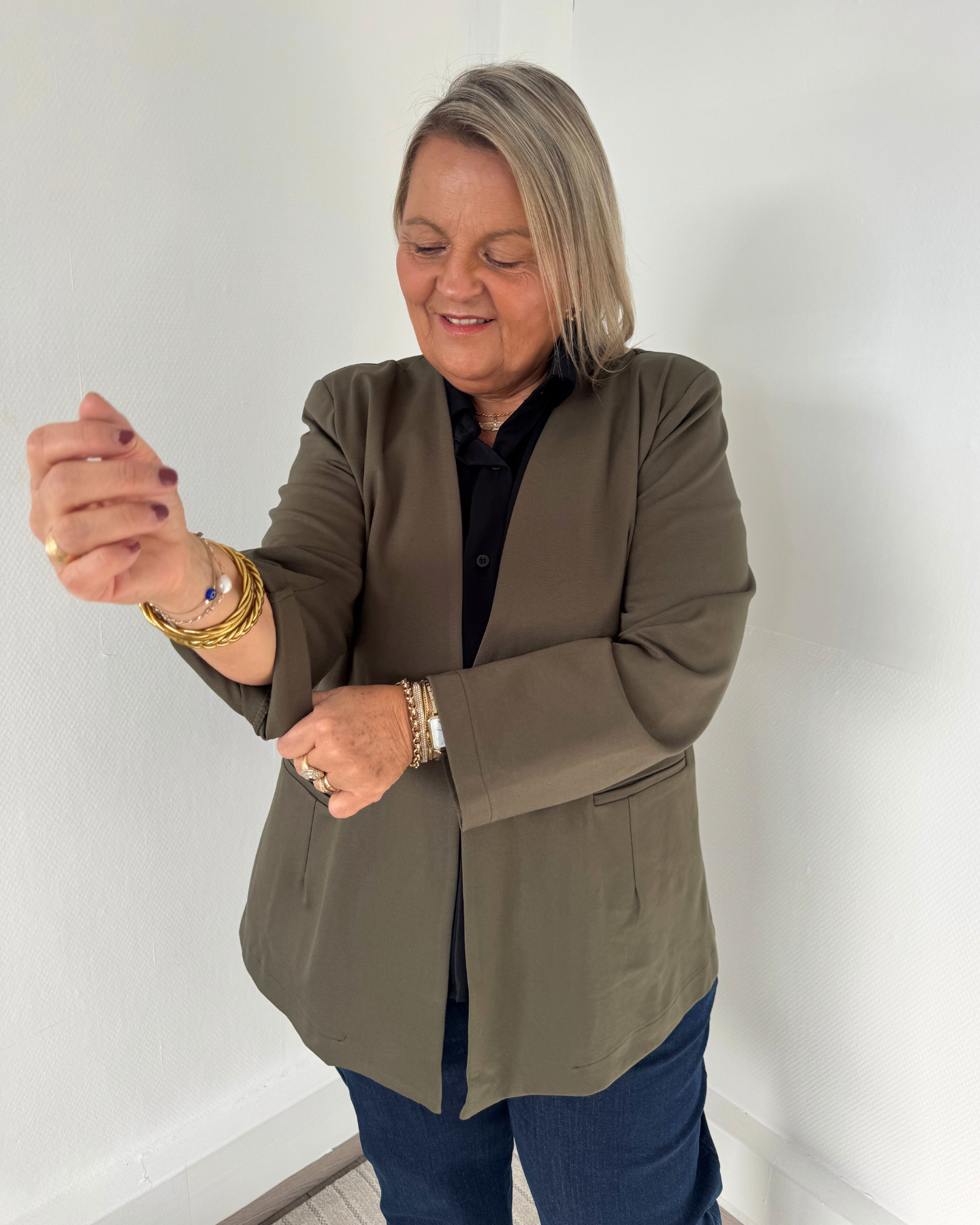 Blazer ceinturé kaki