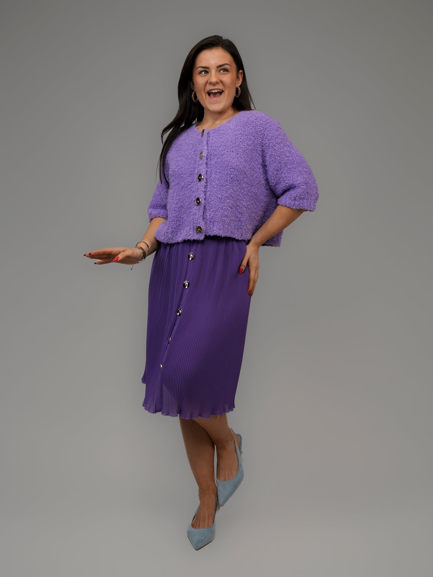 Cardigan violet manches courtes - 1389