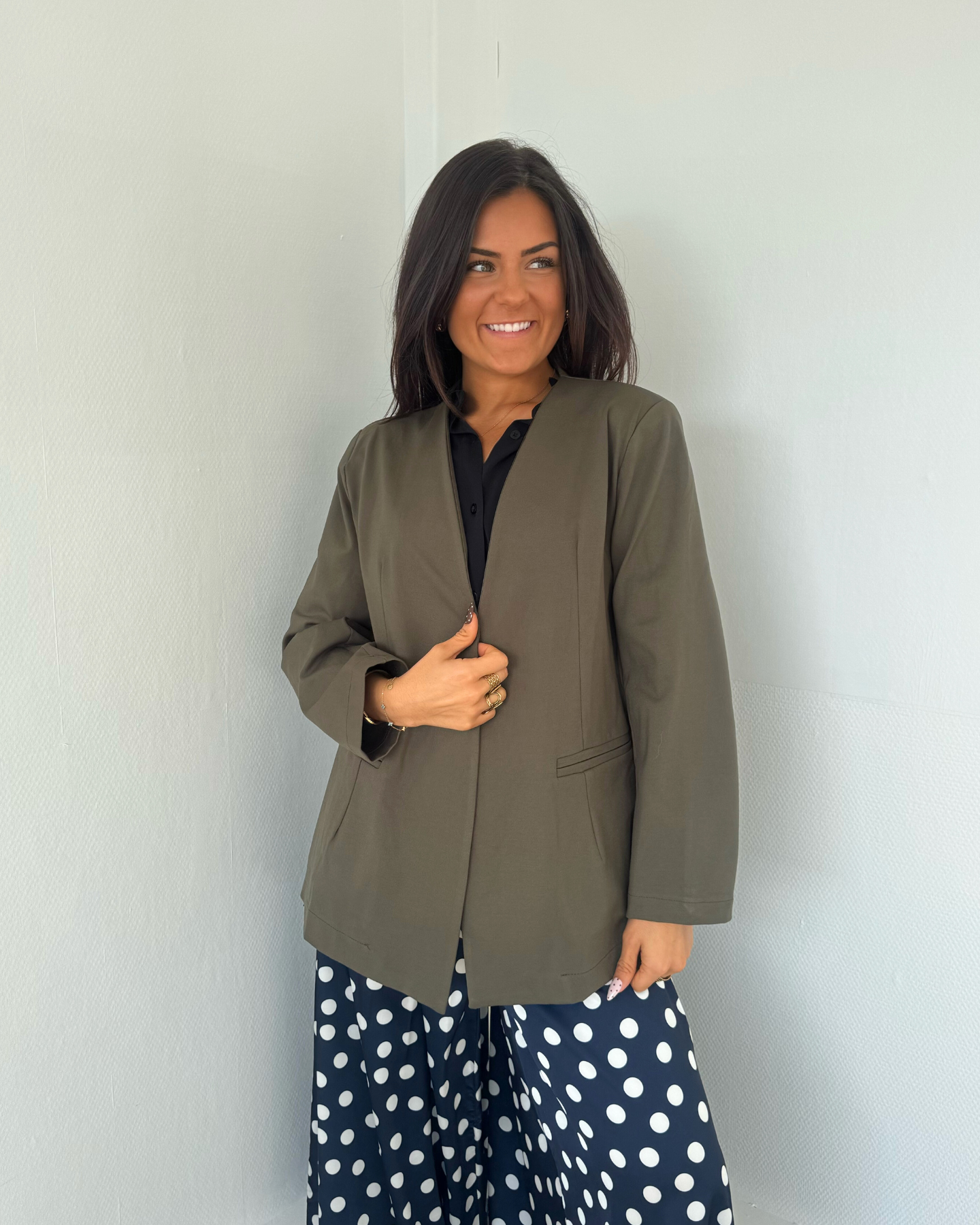 Blazer ceinturé kaki