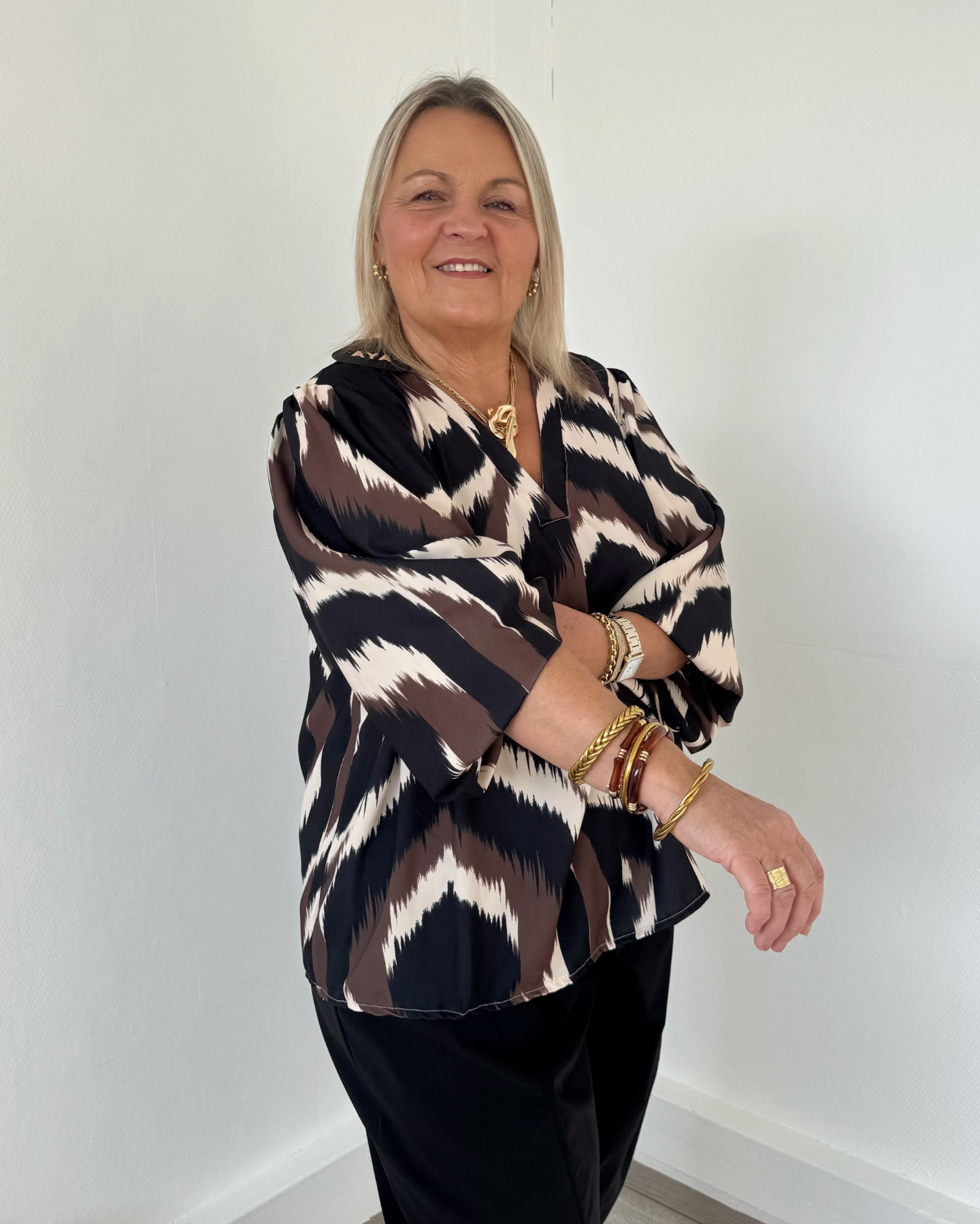 Blouse imprimée noire