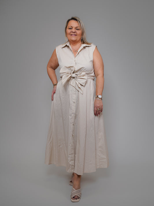 Robe ceinturée beige - 1986