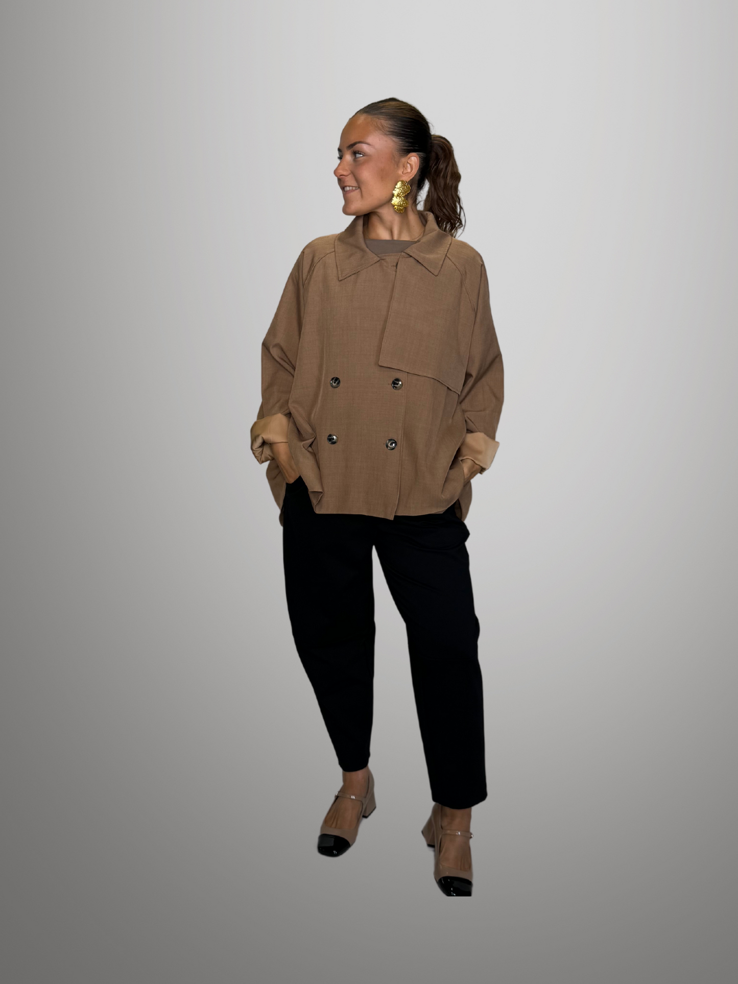 Veste camel foncé effet trench - 1110