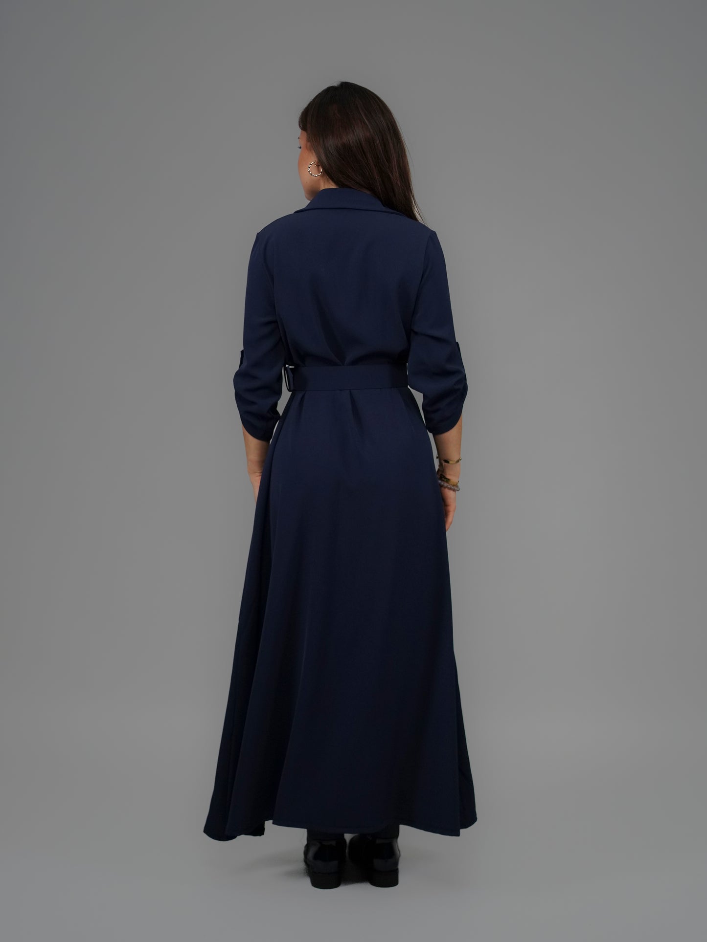 Robe ceinturée marine - 1218