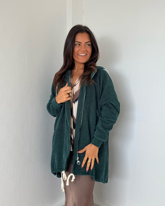 Veste oversize à capuche verte
