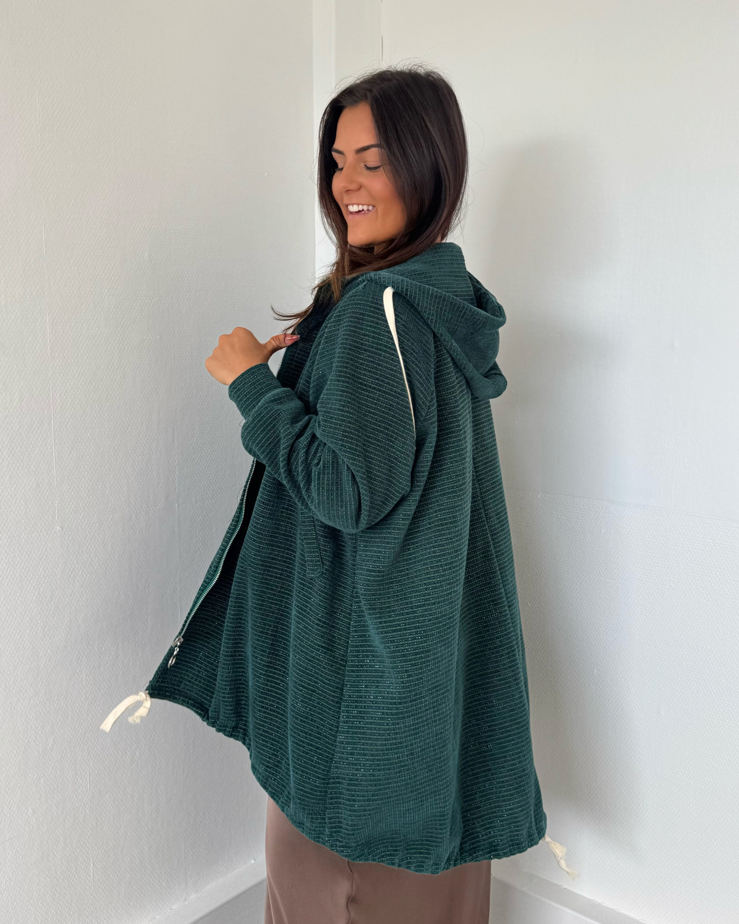 Veste oversize à capuche verte