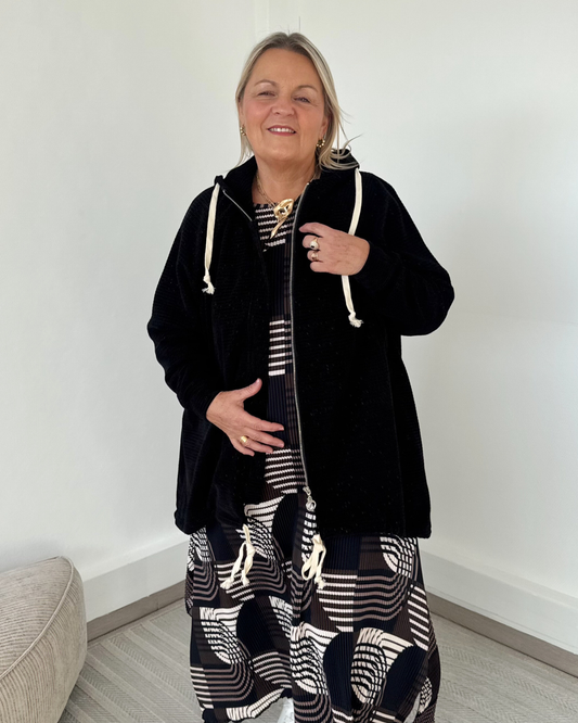 Veste oversize à capuche noire