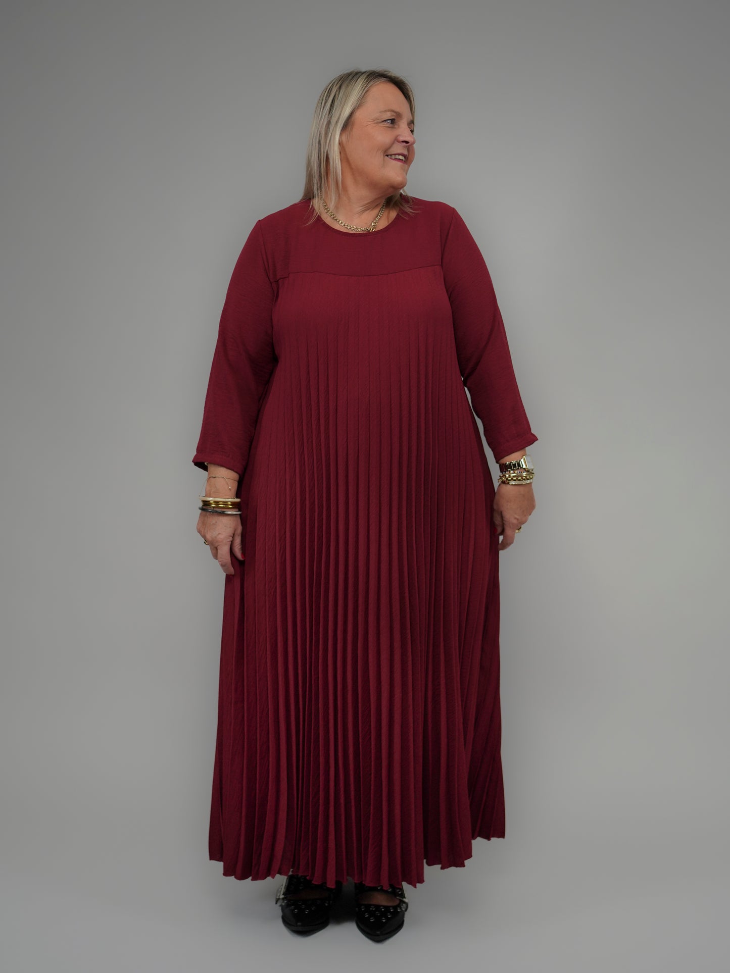 Robe plissée bordeaux - 1149