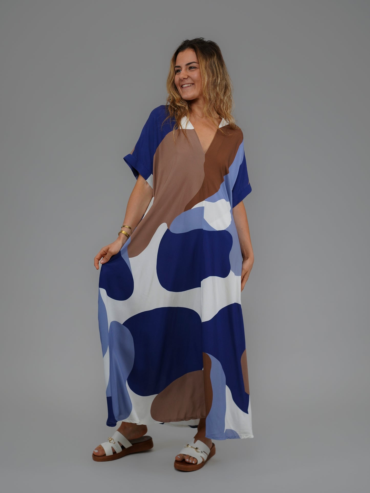 Robe imprimée bleue - 1048