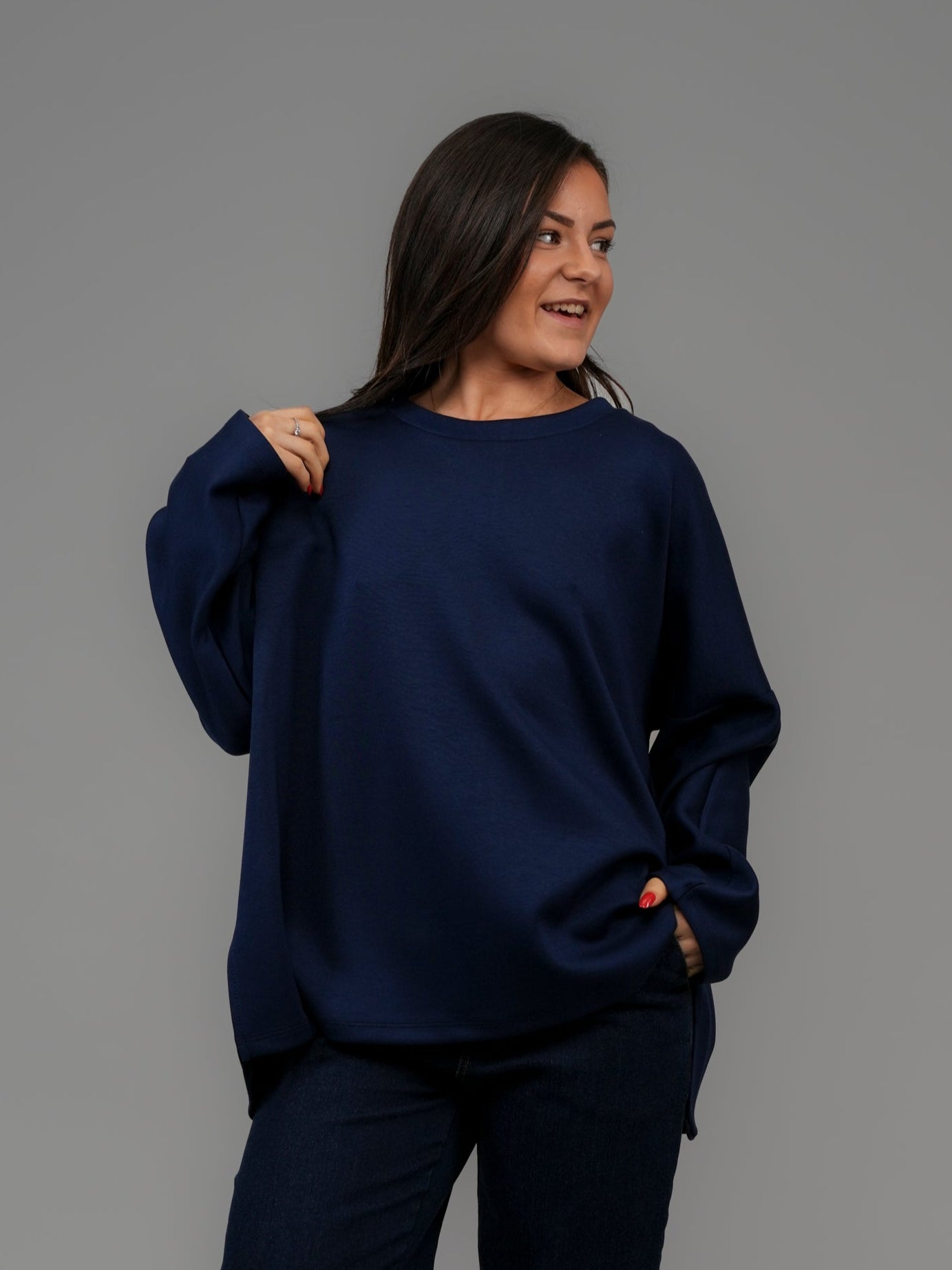 Pull doux oversize marine - 1198