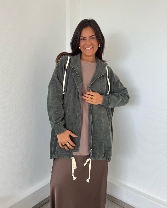 Veste oversize à capuche kaki