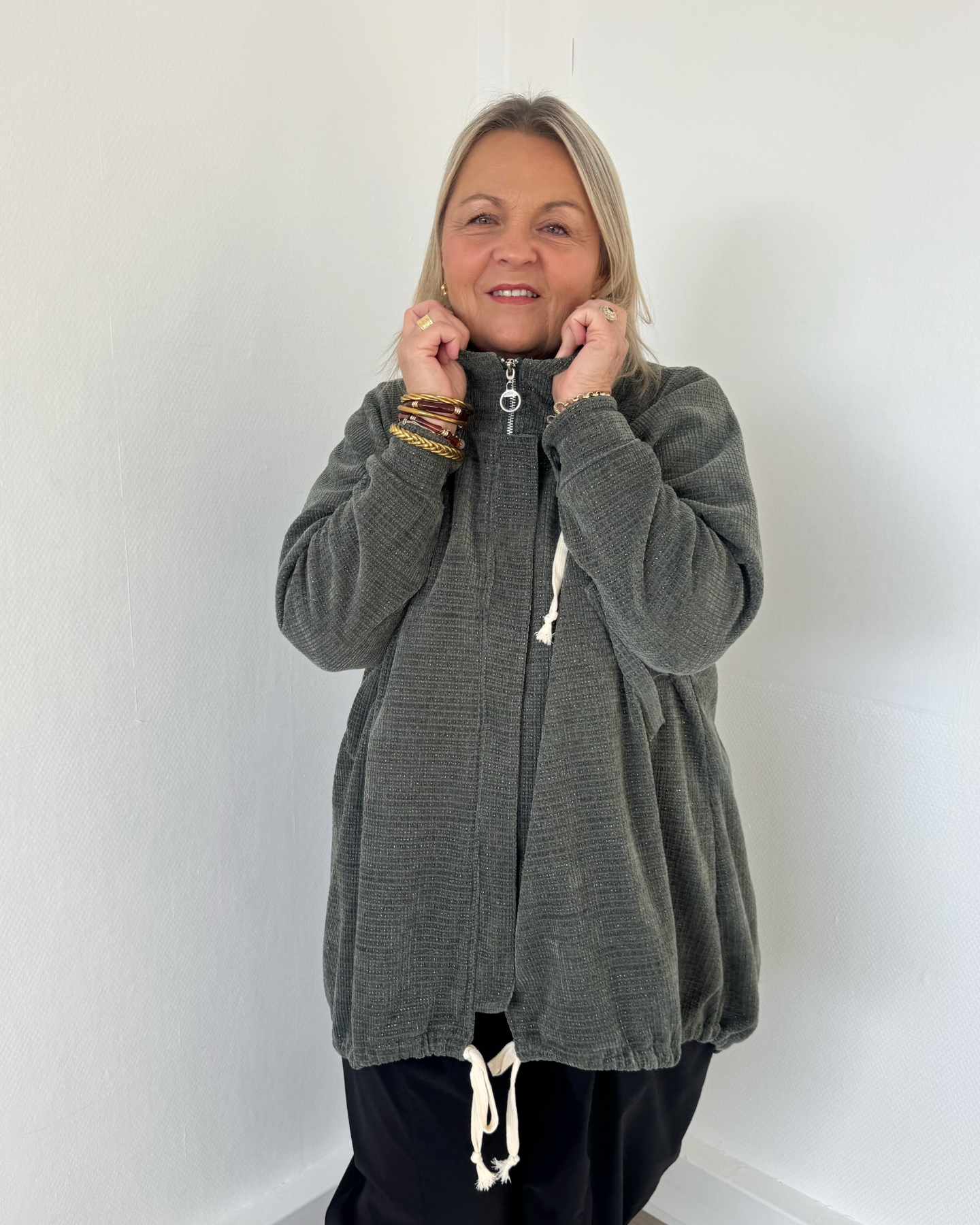 Veste oversize à capuche kaki