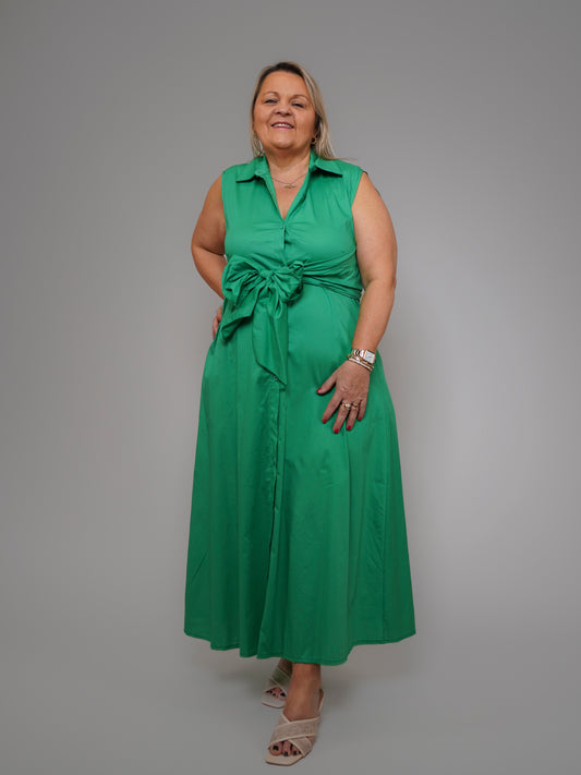 Robe ceinturée verte - 1986