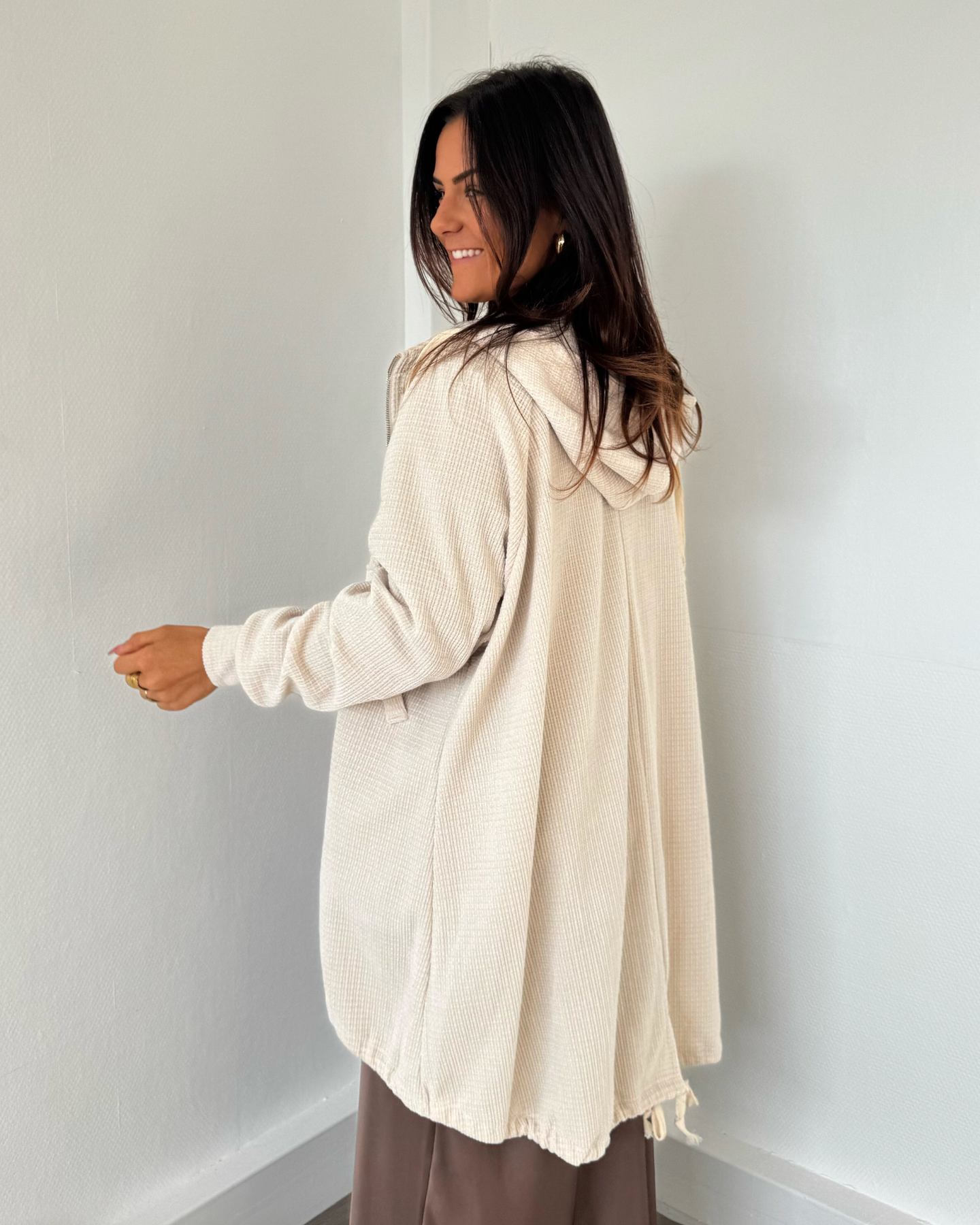 Veste oversize à capuche écrue