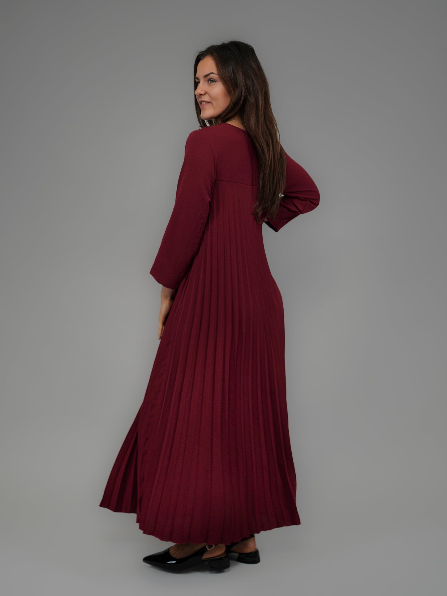 Robe plissée bordeaux - 1149