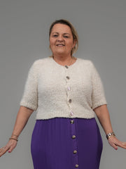 Cardigan écru manches courtes