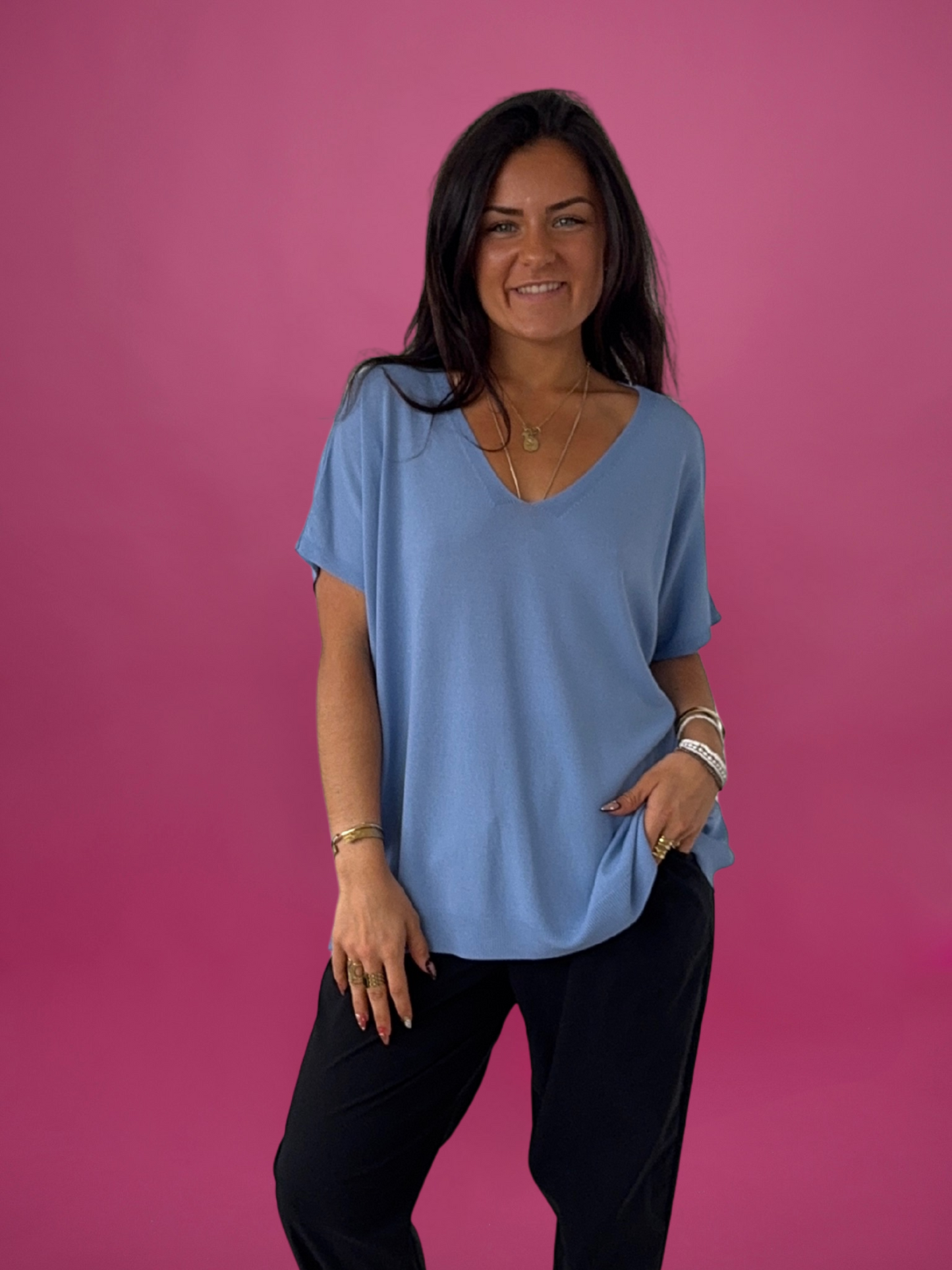 T-shirt oversize bleu jean - 1737