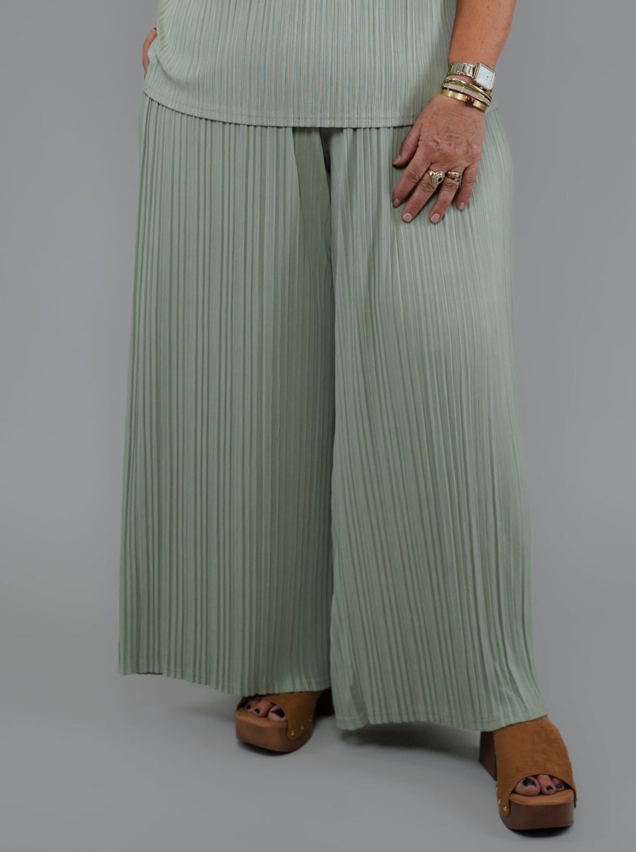 Pantalon gaufré tilleul - 1052