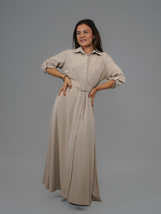 Robe ceinturée beige - 1218