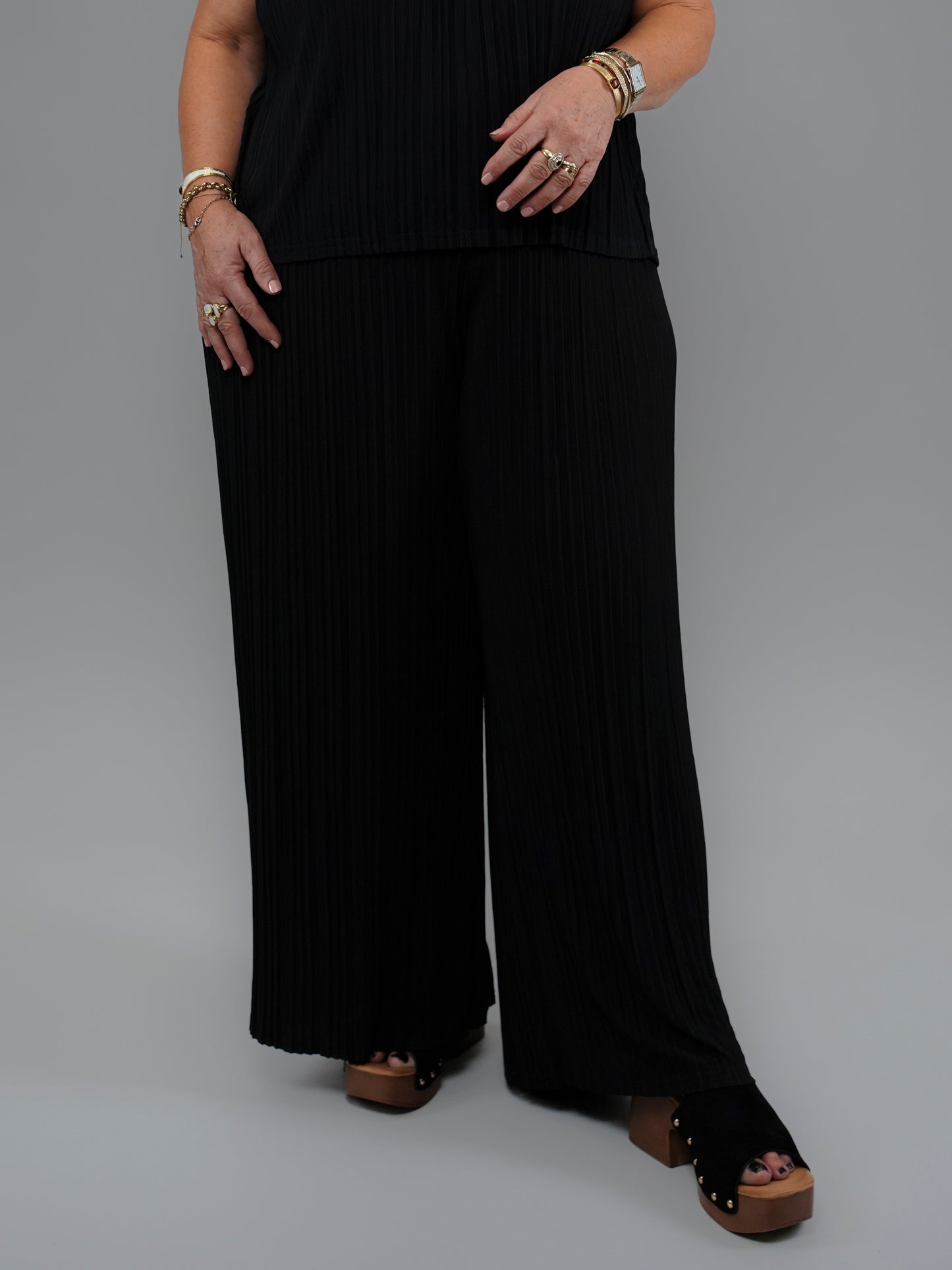 Pantalon gaufré noir - 1052