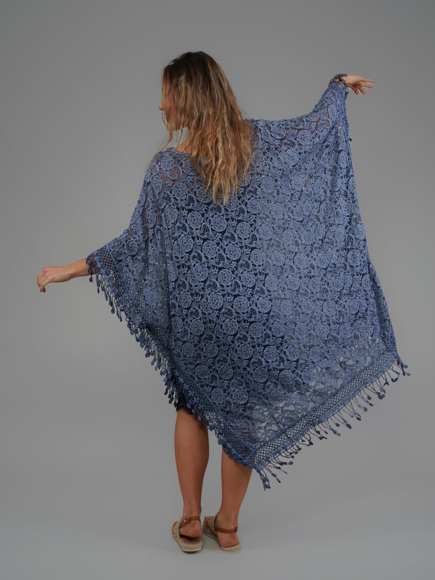 Tunique en dentelle bleu jean - 1062