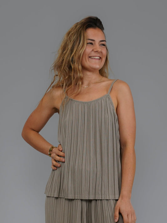 Top gaufré taupe - 1053