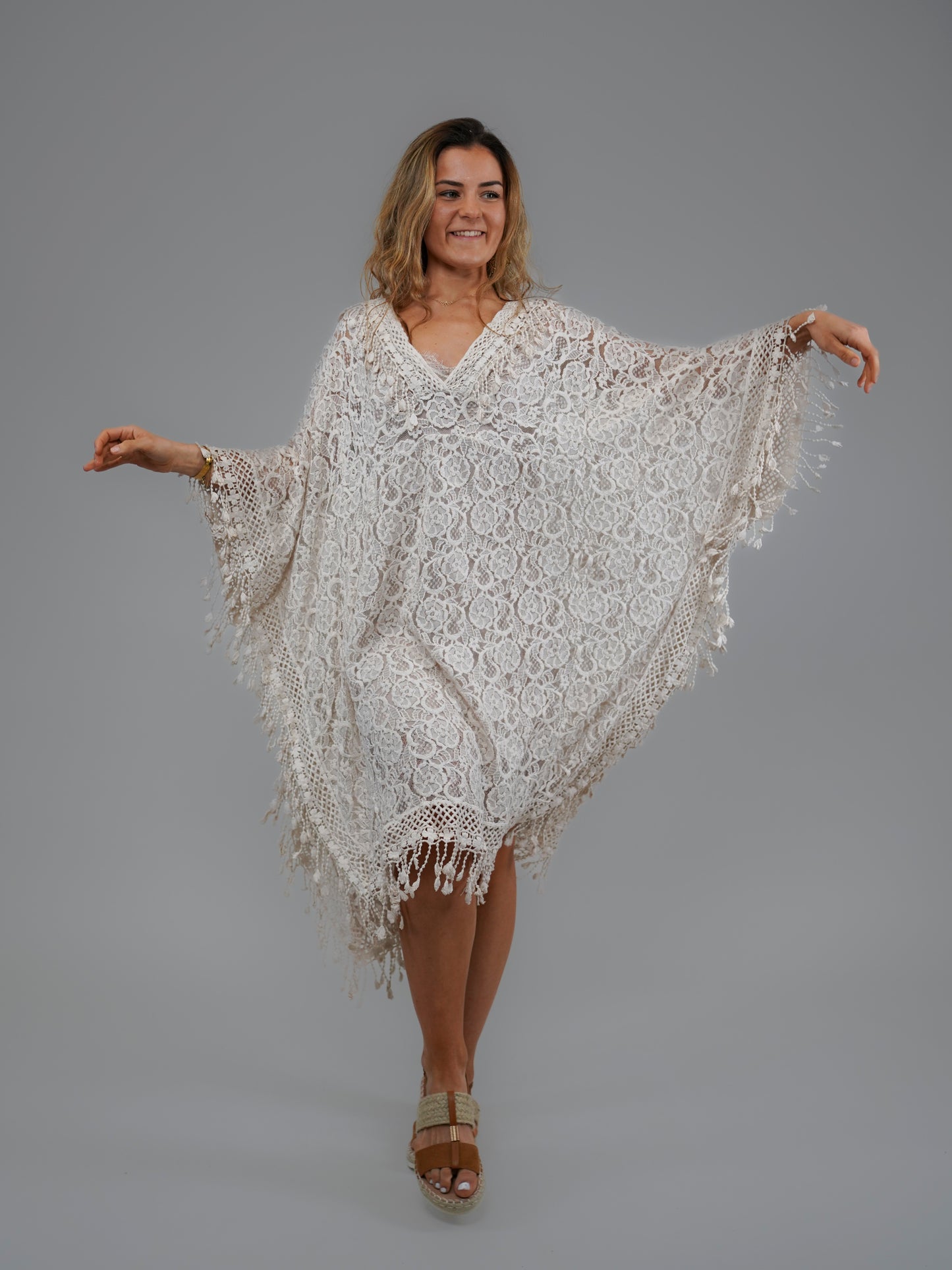 Tunique en dentelle beige - 1062