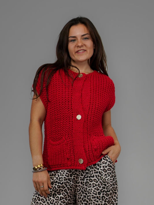 Gilet en crochet rouge - 1220