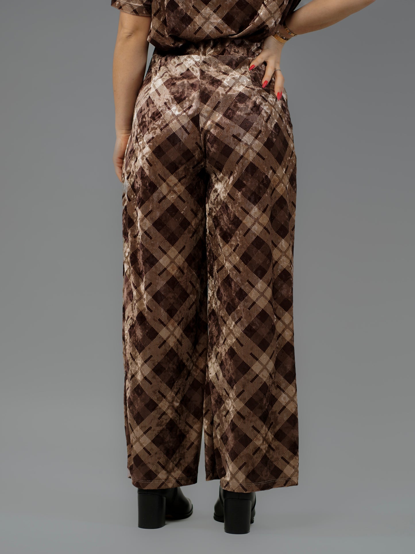 Pantalon velours tartan choco - 1314