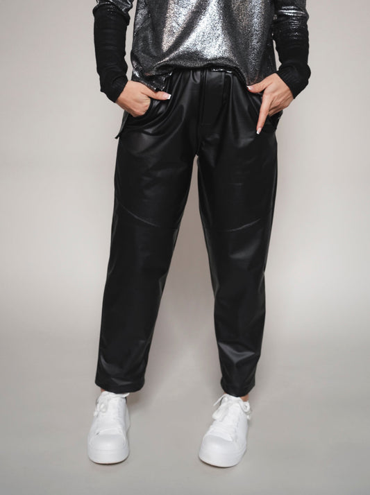 Pantalon simili noir - 1781