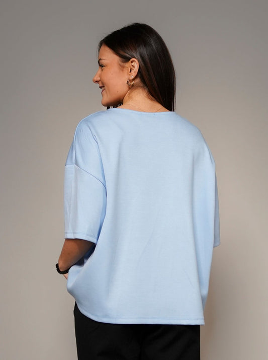 T-shirt doux oversize bleu ciel - 1858