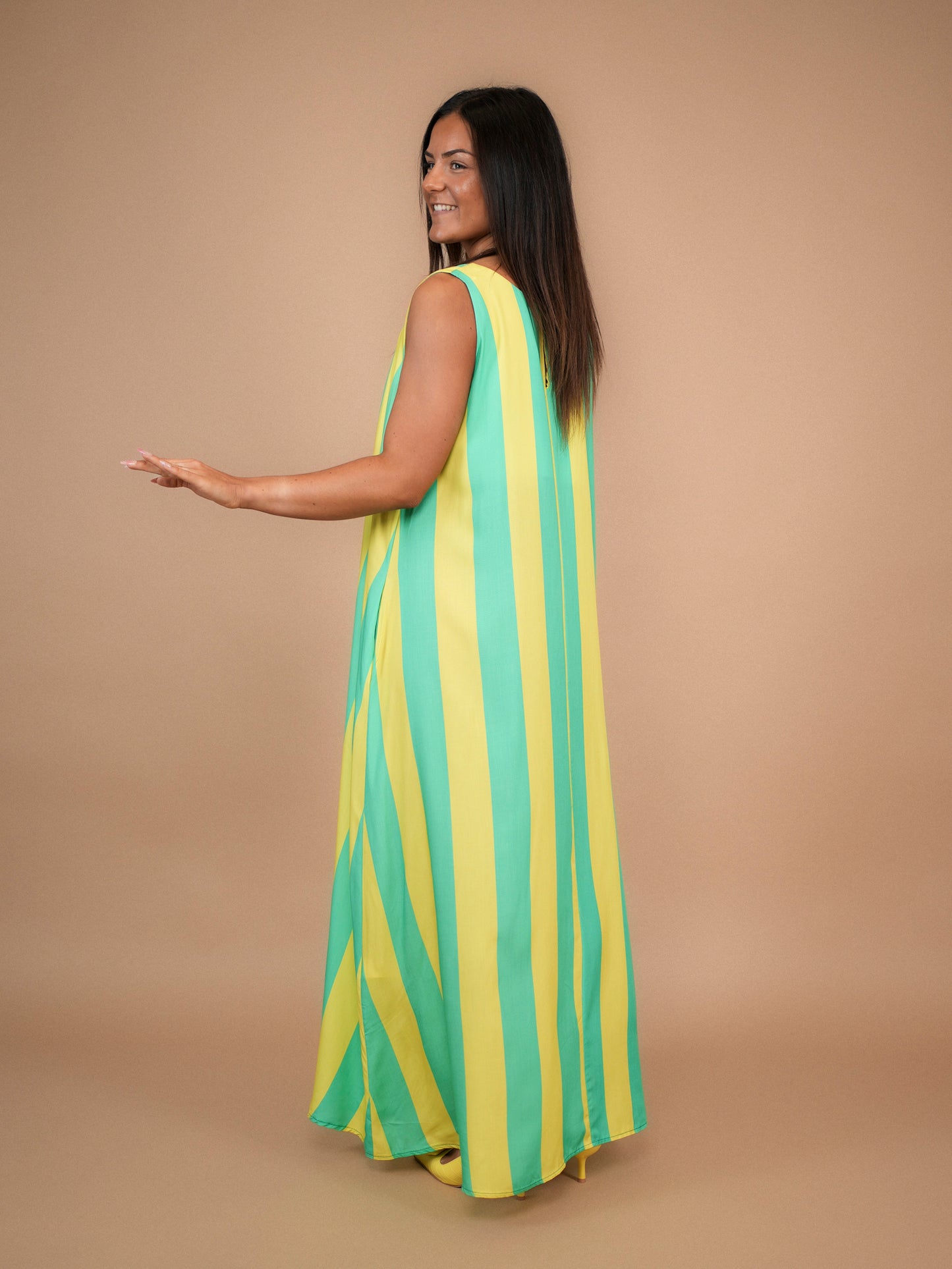 Robe bain de soleil jaune/turquoise - 1652