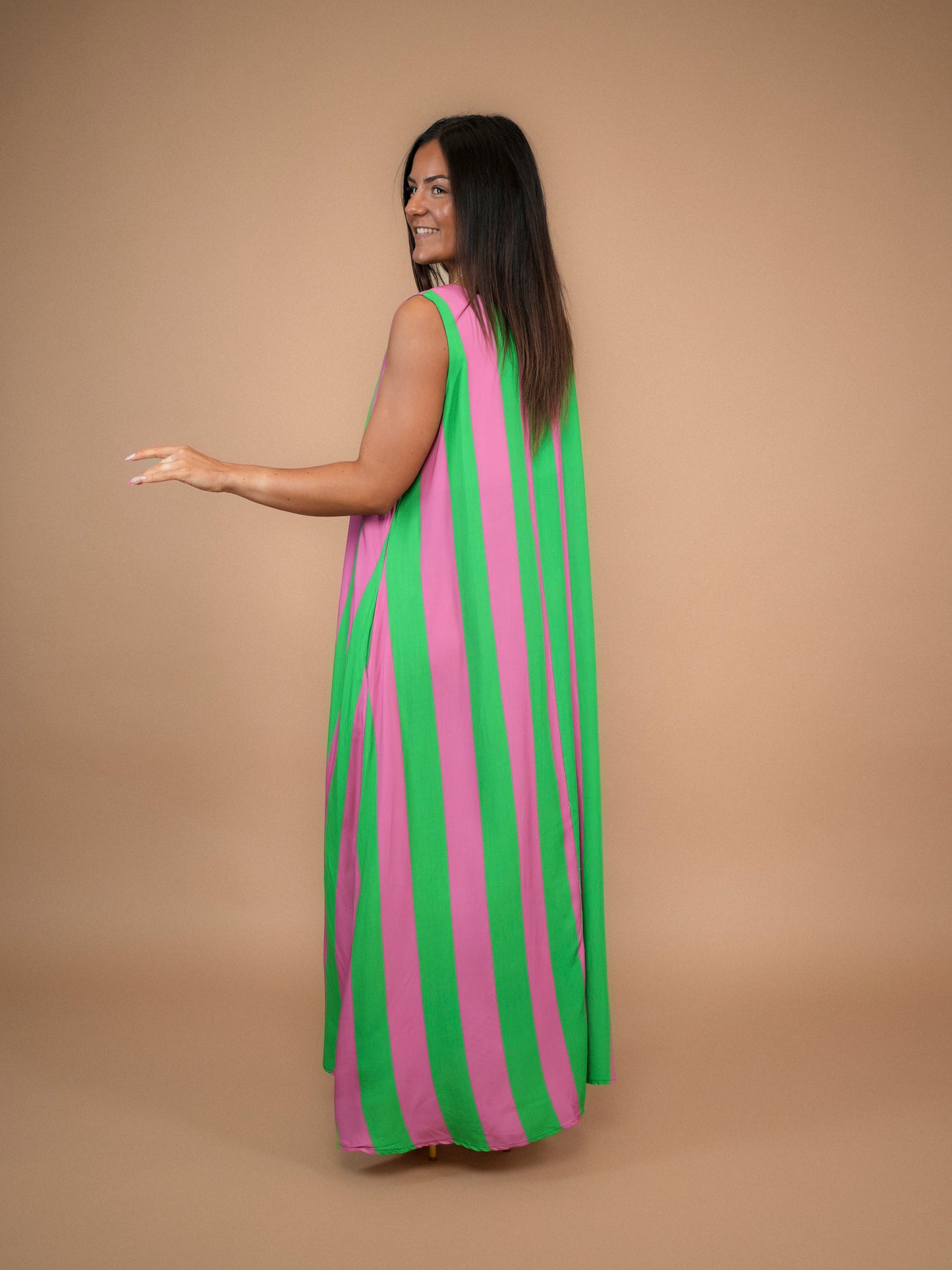 Robe bain de soleil vert/rose - 1652
