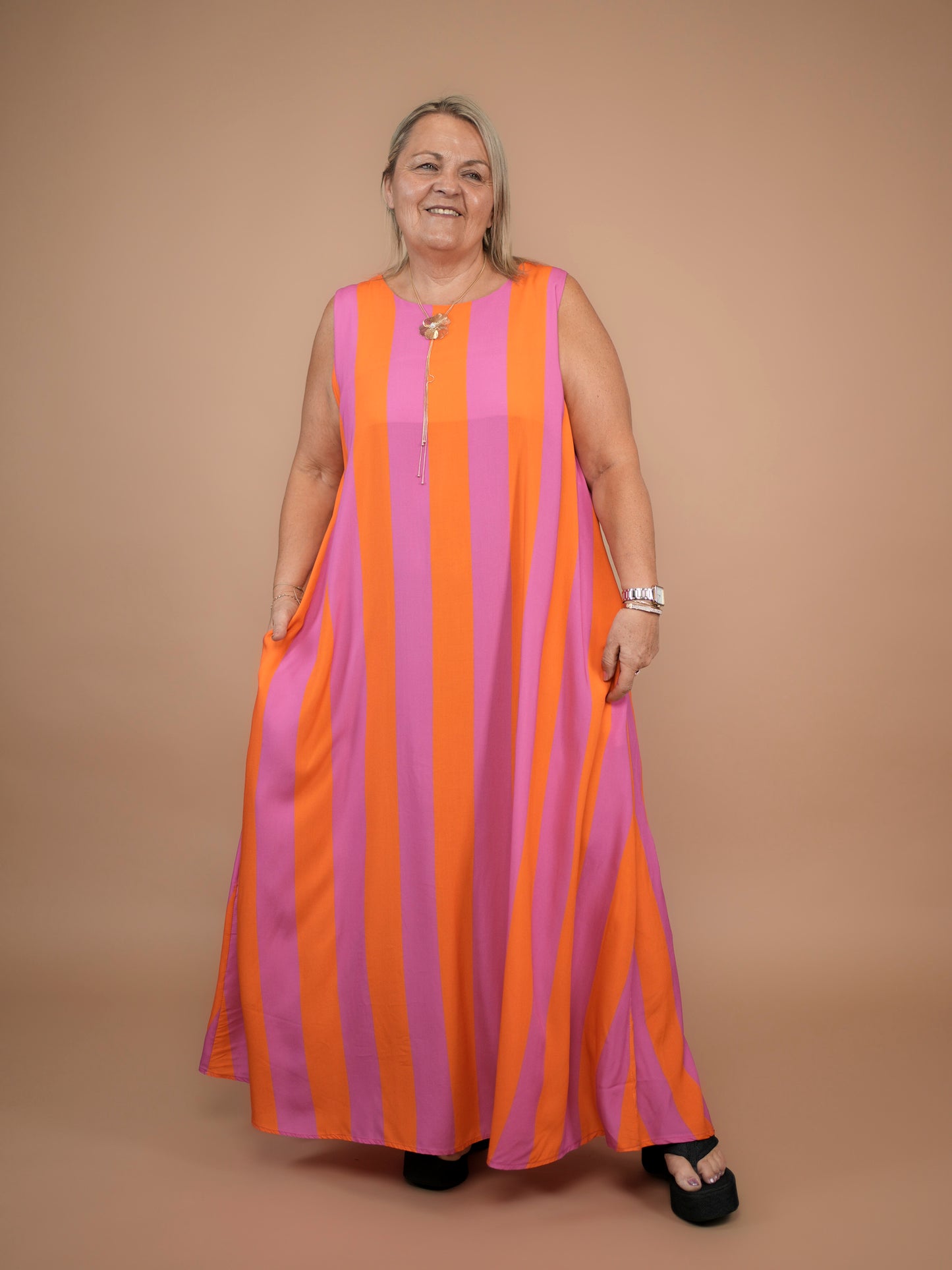 Robe bain de soleil rose/orange - 1652
