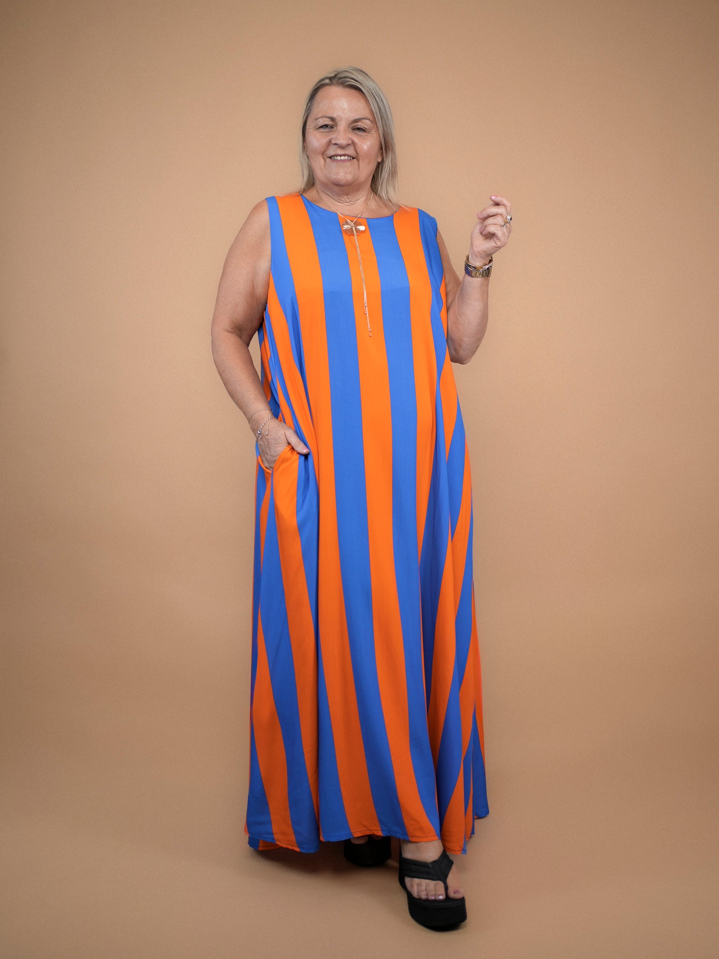 Robe bain de soleil orange/bleu - 1652