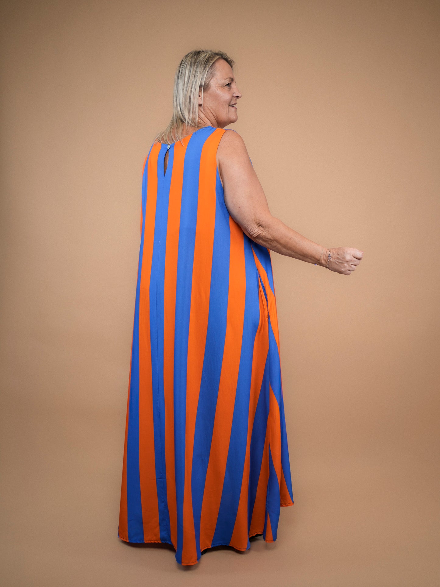 Robe bain de soleil orange/bleu - 1652