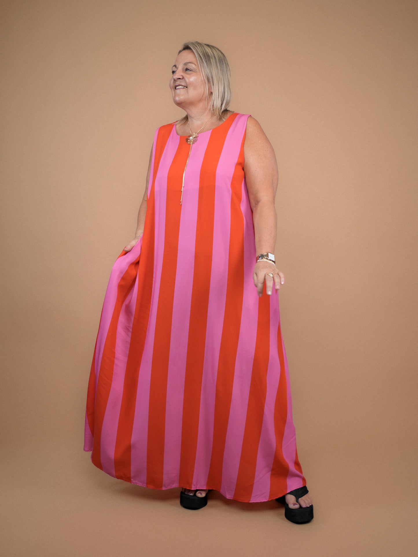 Robe bain de soleil rouge/rose - 1652