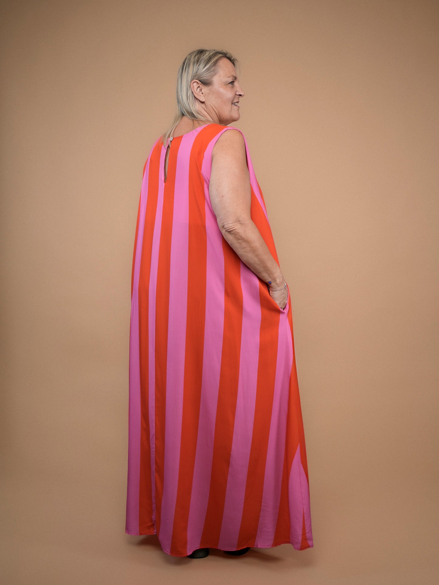 Robe bain de soleil rouge/rose - 1652