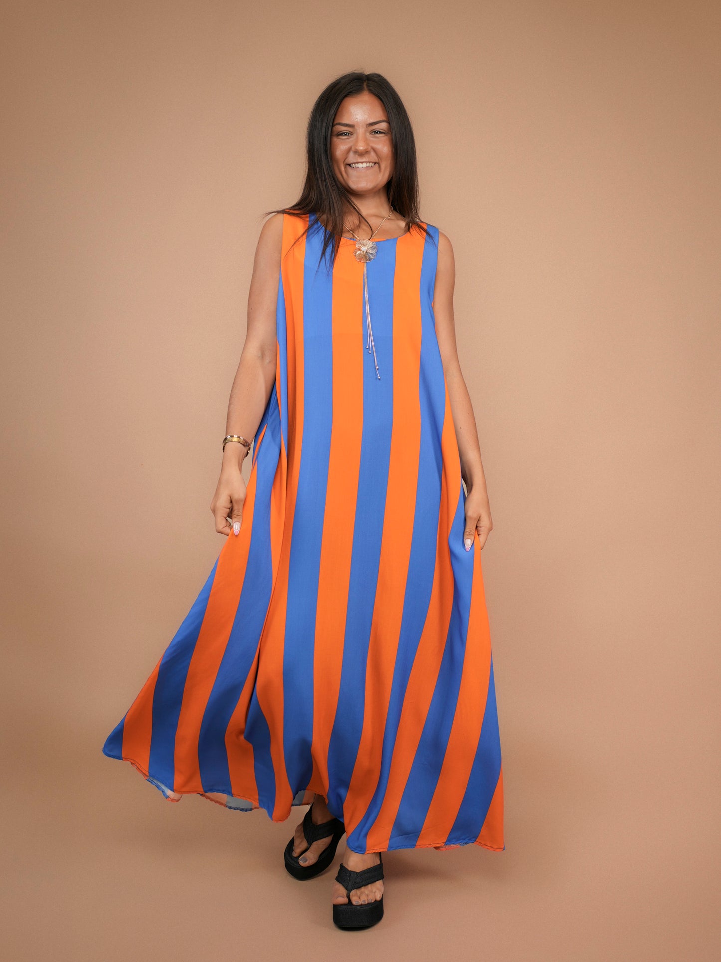 Robe bain de soleil orange/bleu - 1652