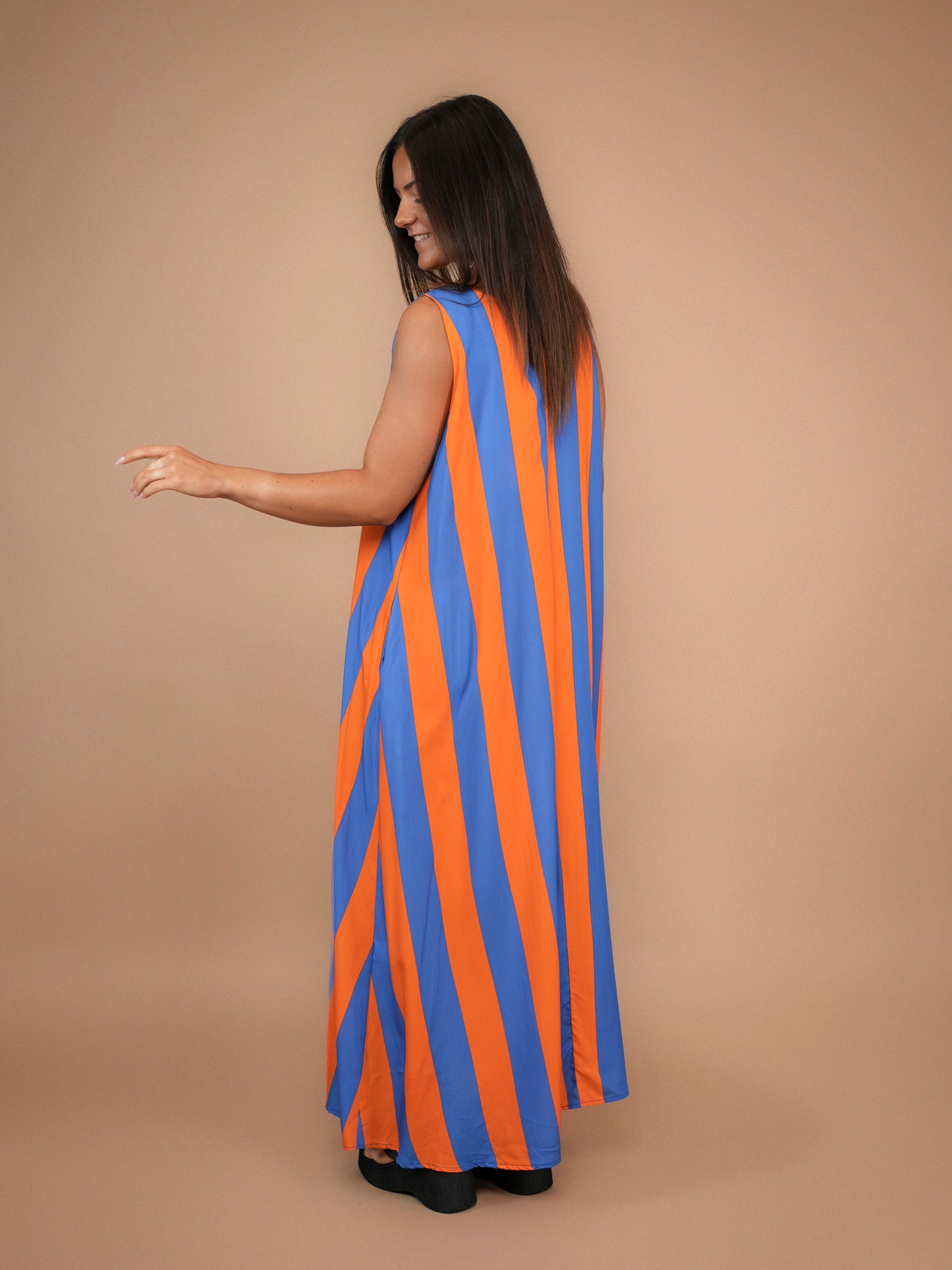 Robe bain de soleil orange/bleu - 1652