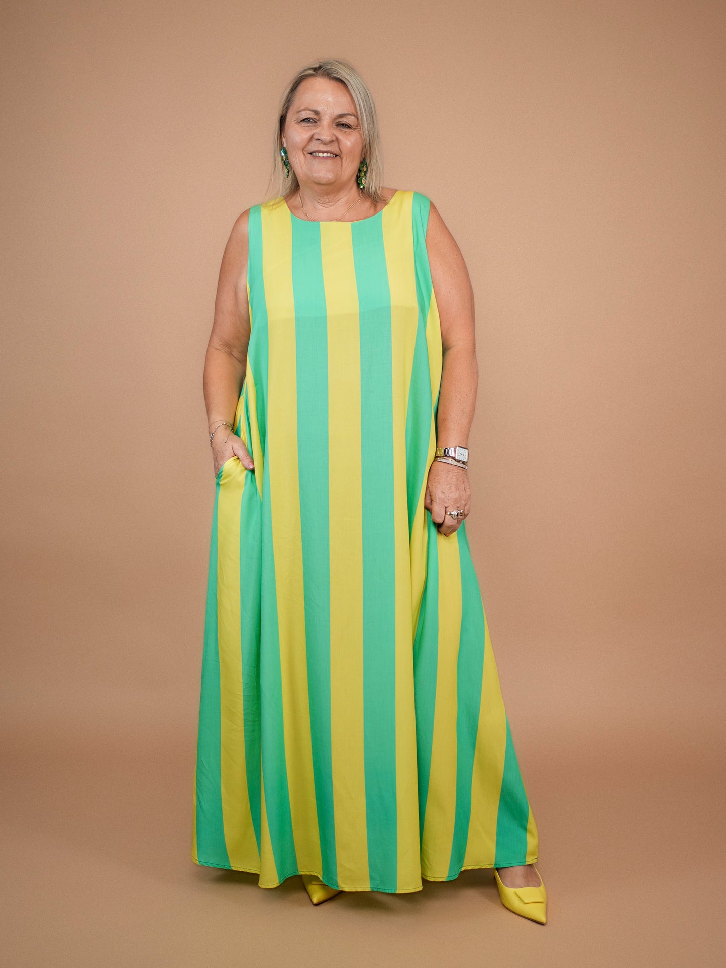 Robe bain de soleil jaune/turquoise - 1652