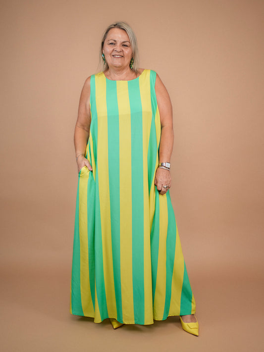 Robe bain de soleil jaune/turquoise - 1652