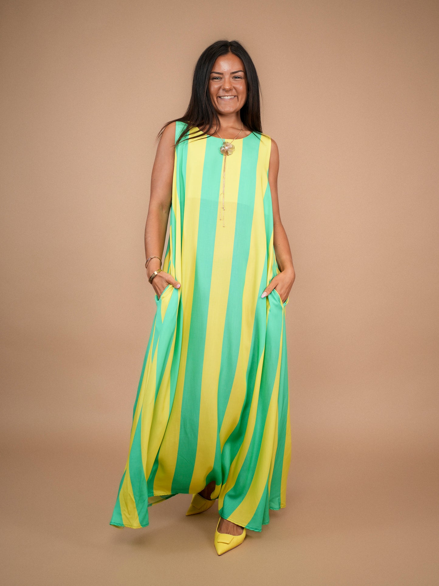 Robe bain de soleil jaune/turquoise - 1652