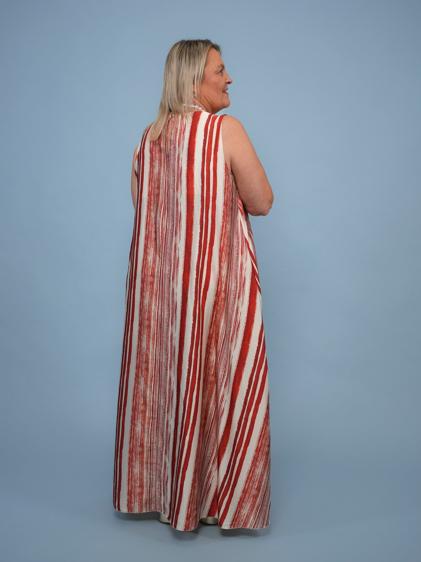 Robe sans manche effet peinture rouge - 1669