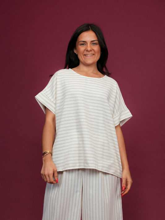 Blouse rayée effet naturel - 1646