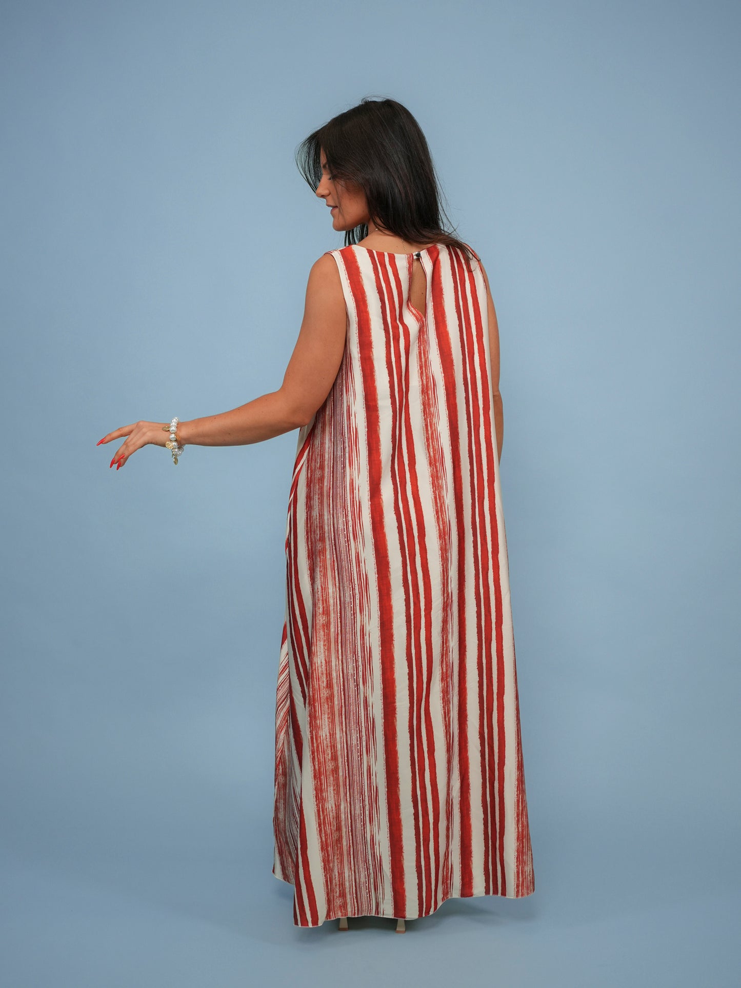 Robe sans manche effet peinture rouge - 1669
