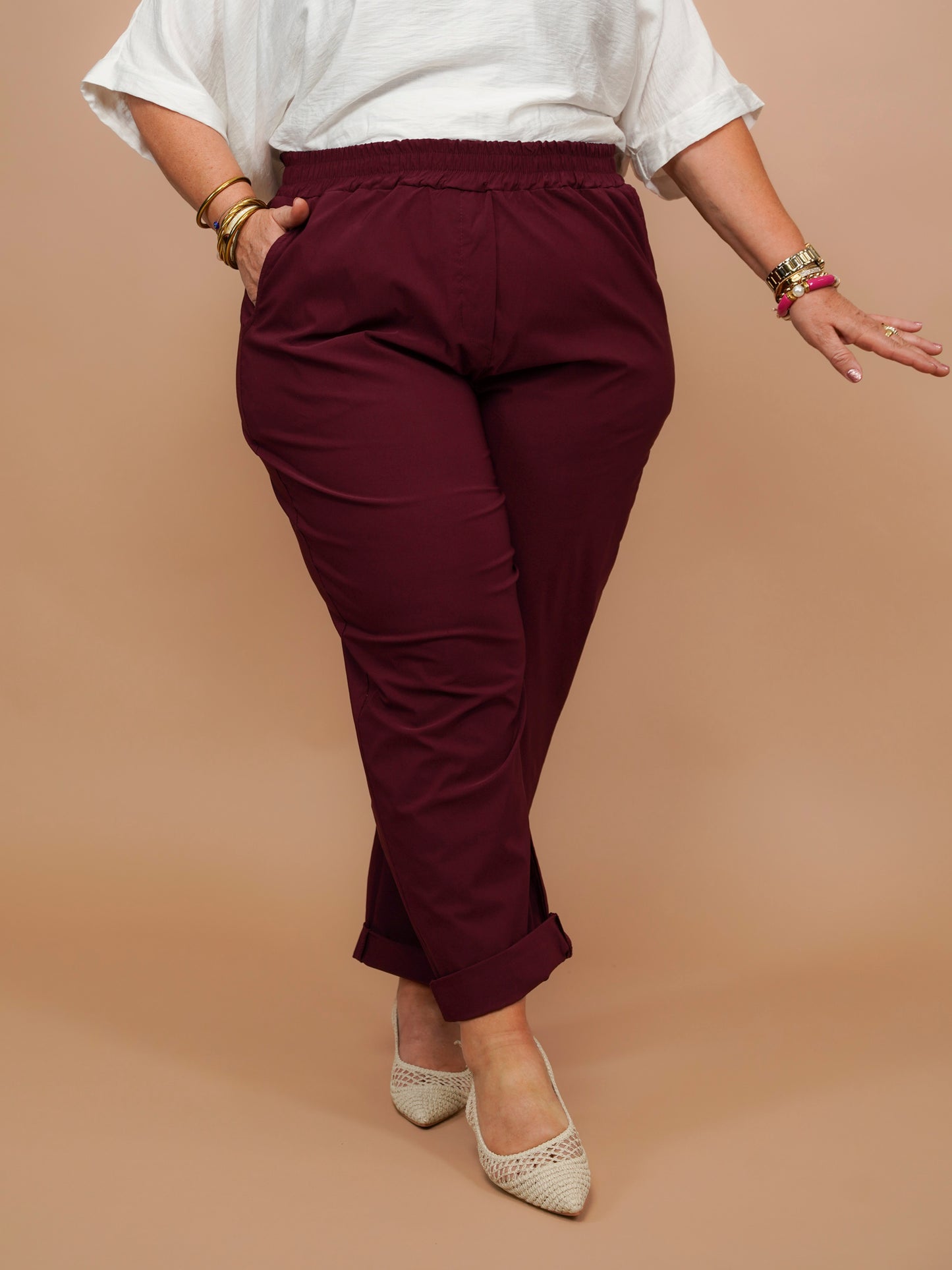 Pantalon extensible Nomad bordeaux - 1671