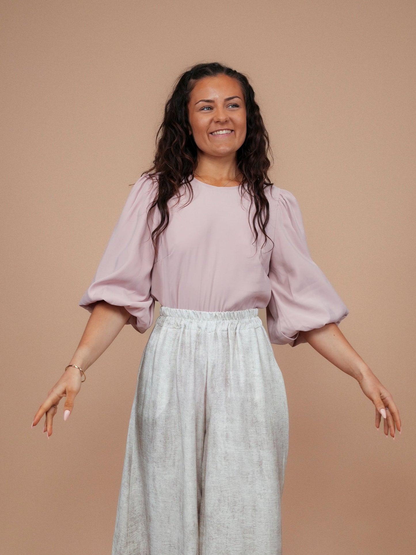 Blouse manches bouffantes rose - 1503
