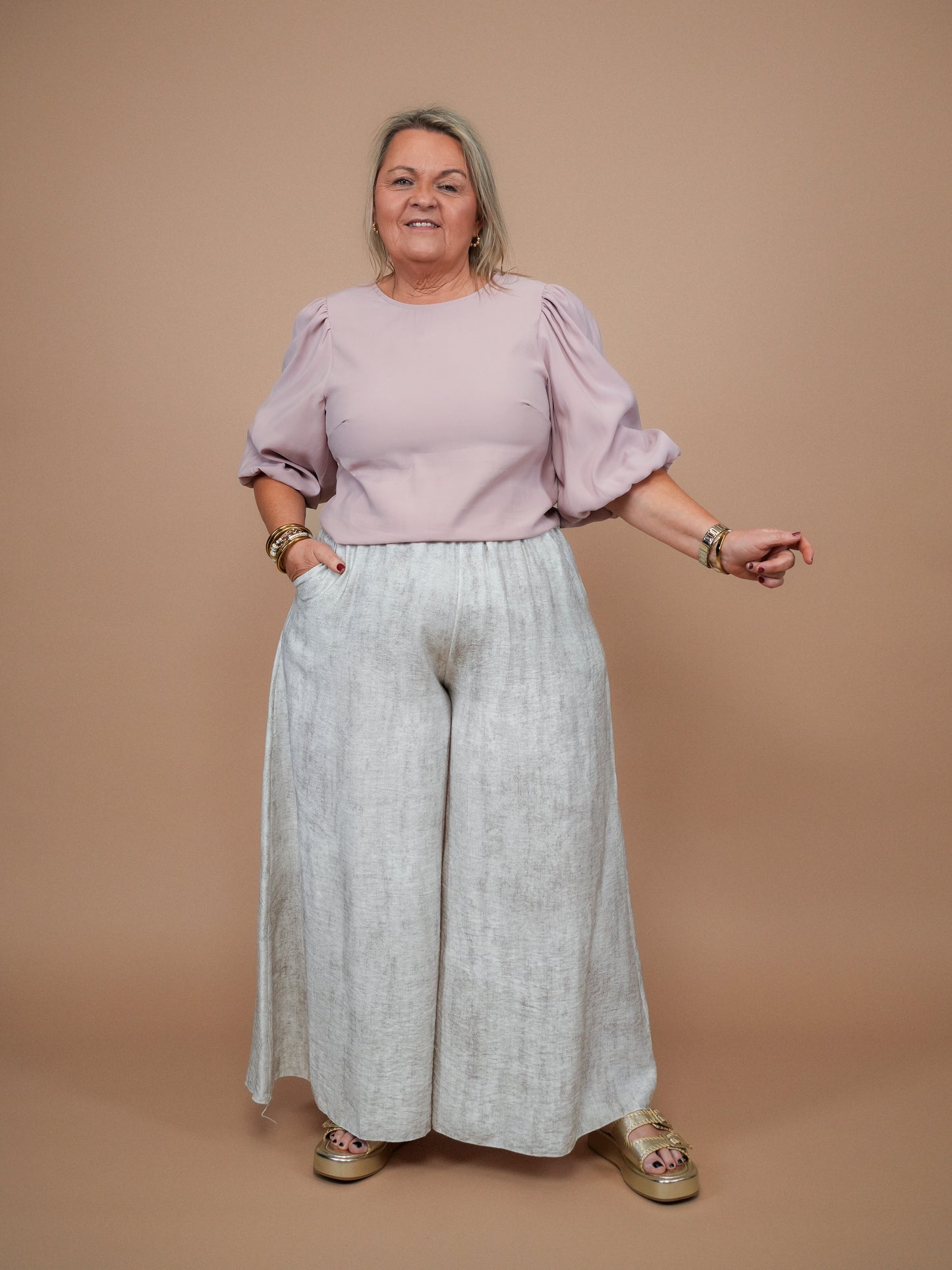 Pantalon beige chiné - 1508