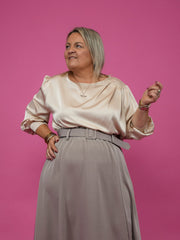 Blouse drapée satinée